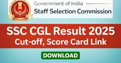 SSC CGL Result 2025 cut off score card download link