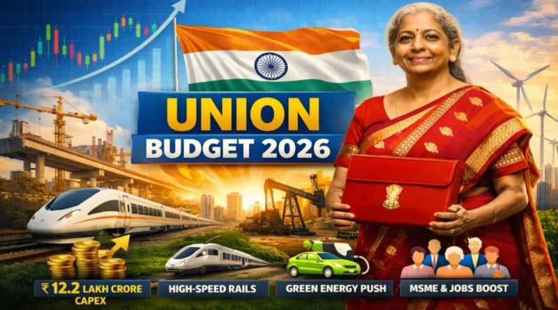 Union Budget 2026 highlights showing sector wise investment, infrastructure growth and green energy focus