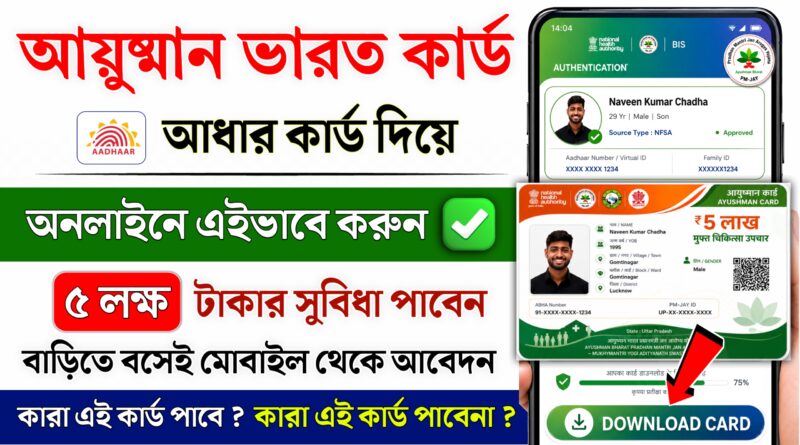 আয়ুষ্মান ভারত কার্ড অনলাইনে আবেদন ২০২৬ | কারা পাবেন, সুবিধা ও আবেদন পদ্ধতি